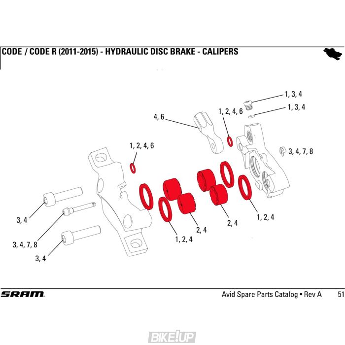 Сервісний набір сальники поршня SRAM SERVICE KIT CALIPER CODE/GUIDE RE