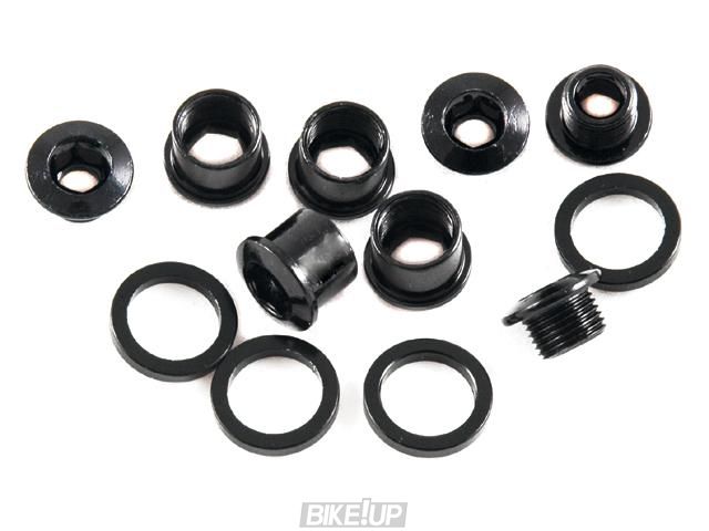 Сервисные запчасти CHAINRING BOLT KIT 4 STEEL/SP BLACK