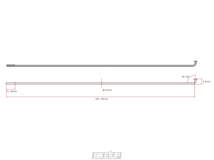 Спицы изогнутые DT champion Standart 2.0mm  x 255mm (Чорний) х100шт