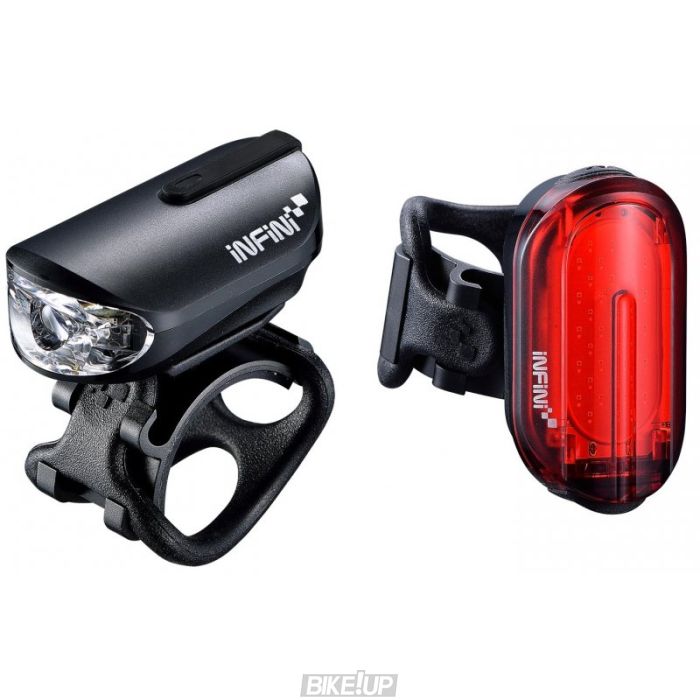КОМПЛЕКТ: Світло переднє+заднє INFINI OLLEY 4 ф-ції чорний USB